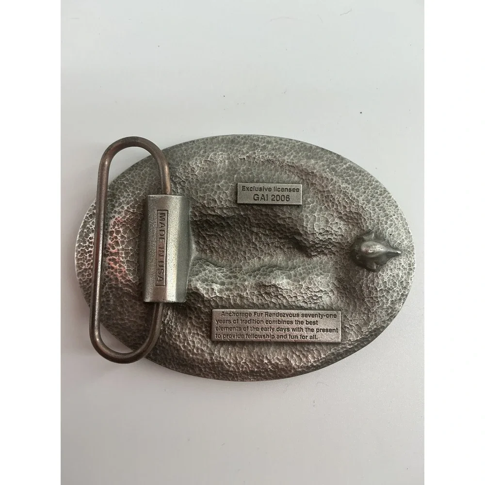 2006 Fur Rendezvous Anchorage Alaska Belt Buckle Trout Fish GAI Pewter Tone